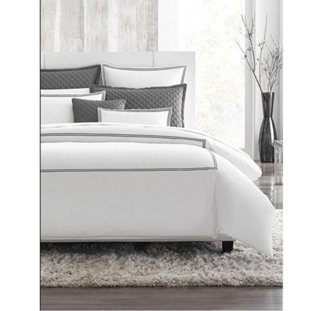 Hudson Park Collection Duvet Cover Full Queen White Egyptian Cotton Italy
